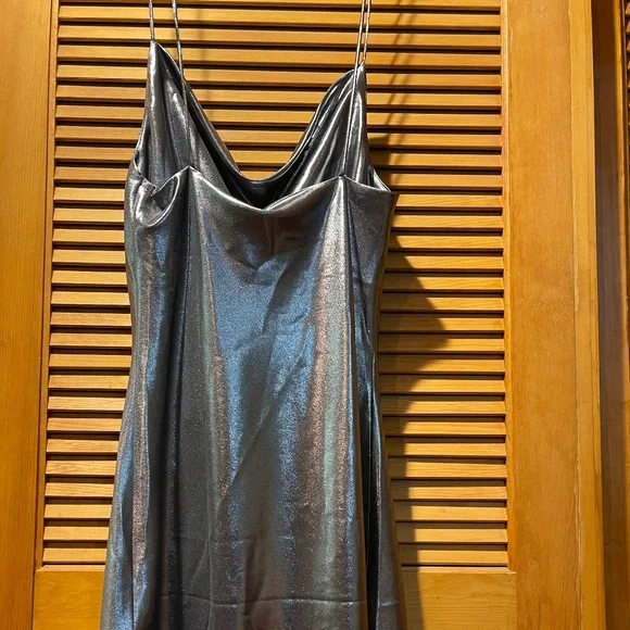 Sidney Metallic Stretch Satin Mini Dress - Picture 5 of 9